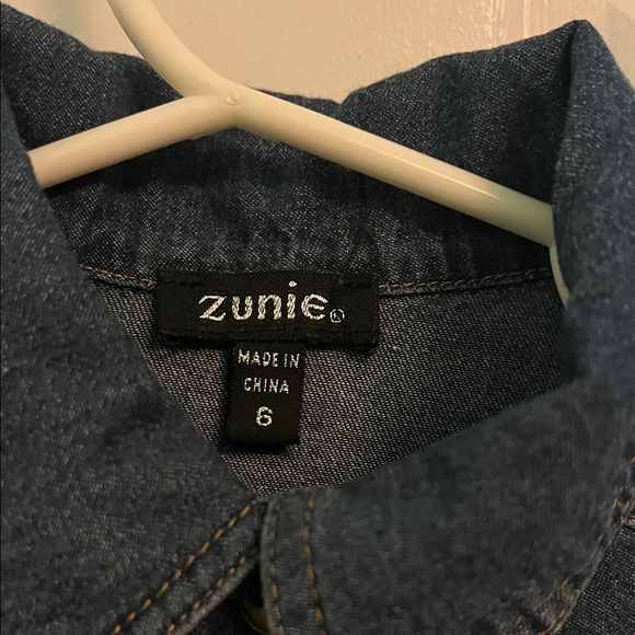 Zunie Dark Blue and Peach Dress - Picture 2 of 3